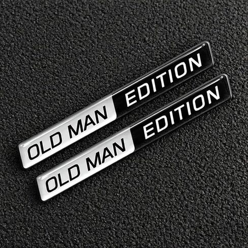 2pcs Old Man Edition Emblems Resin Sticker Badge Decal Car Truck Replacement Compatible Decoration with Universal Vehicle, Truck, SUV, Decal Sticker 4.17 inch Long in Kuwait