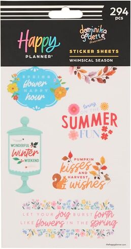Happy Planner 15-Sheet Sticker Pack for Calendars, Journals, and Planners, Scrapbook Accessories, Classic Size, 294 Stickers Total, Whimsical Season in Kuwait