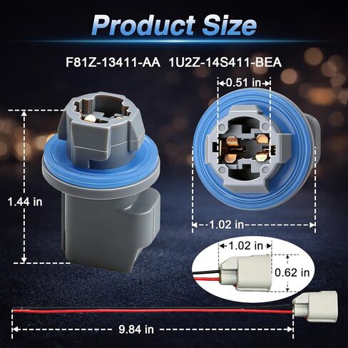 مقبس ضوء لوحة الترخيص الخلفي مع سلك ضفيرة ومصابيح متوافق مع Ford F150/F250 2004-2021 Escape Expedition Explorer Ranger Focus Fiesta Fusion Transit استبدال # F81Z-13411-AA 1U2Z-14S411-BEA in Kuwait