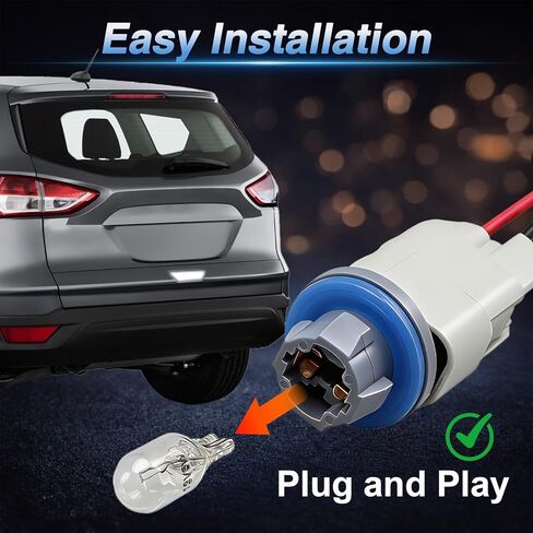 مقبس ضوء لوحة الترخيص الخلفي مع سلك ضفيرة ومصابيح متوافق مع Ford F150/F250 2004-2021 Escape Expedition Explorer Ranger Focus Fiesta Fusion Transit استبدال # F81Z-13411-AA 1U2Z-14S411-BEA in Kuwait