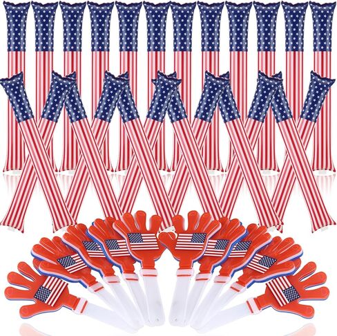 24 Sets Noisemakers Kit National 24 PCS Inflatable Thunder Sticks 24pcs Hand Clappers Flag Cheering Set for Sports Event Party (Brazil) in Kuwait