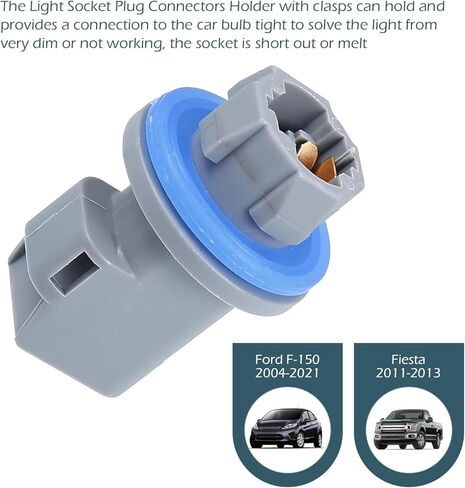 2 PCS License Plate Light Socket, 2-pin Socket for Tail Light Reverse Light, OEM# F81Z-13411-AA AL8Z-13411-B S-1836, Compatible with Ford Fiesta Escape Fusion (Gray) in Kuwait