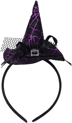 Sheliky Halloween Witch Hat Headband for Halloween Dress Party Supplies Spiderweb Hairband عيد الميلاد كرنفال تنكر in Kuwait