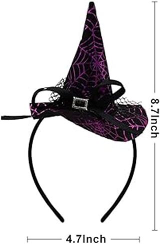 Sheliky Halloween Witch Hat Headband for Halloween Dress Party Supplies Spiderweb Hairband عيد الميلاد كرنفال تنكر in Kuwait