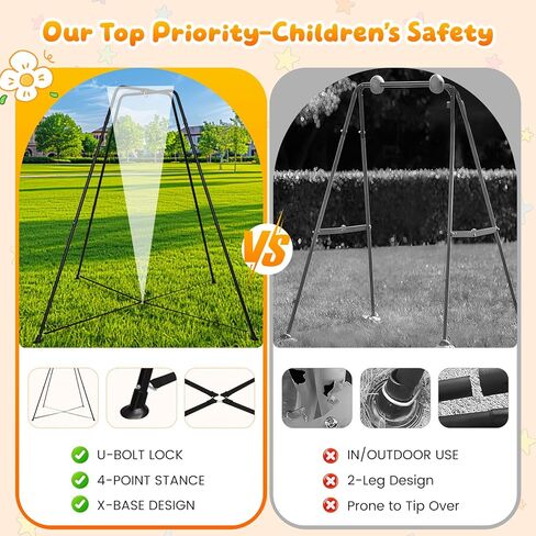 Swing Stand Frame with Sensory Swing and Pod Swing, Heavy-Duty X-Frame Sensory Swing Stand for Kids, Indoor & Outdoor Autism Sensory Hammock with Stand 330LBS Capacity for Home Backyard Park （Pink） in Kuwait