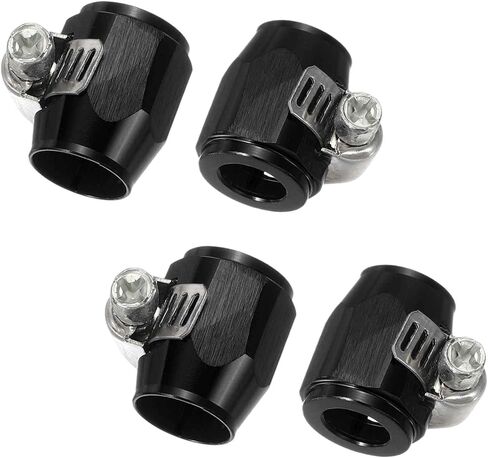 HARFINGTON 4pcs 8AN Hose Finisher Clamp Aluminium Hex Car Hose Finisher Flexible Pipe Clamps with Screw Band for Fuel Gas Oil Air Water Tube, Black in Kuwait