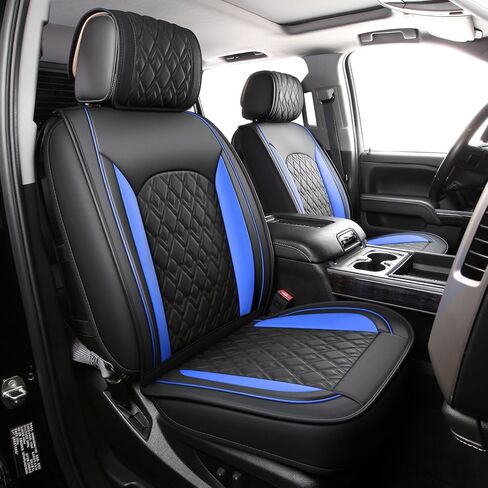 أغطية مقاعد JOJOBAY Chevy Silverado، أغطية مقاعد جلدية لسيارة GMC Sierra، تناسب مخصص 2007-2026 1500 2500HD 3500HD Crew Double Extended Regular Cab، LT LZT RST Trail Boss (مجموعة كاملة، أسود) in Kuwait