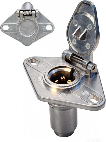 4-Pin Round Trailer Connector - Vehicle-Side Weather-Resistant 4 Way Trailer Plug with Die-Cast Zinc Housing, SAE Standard for Trailers/Trucks/RVs, Supports Taillights/Brake Lights in Kuwait