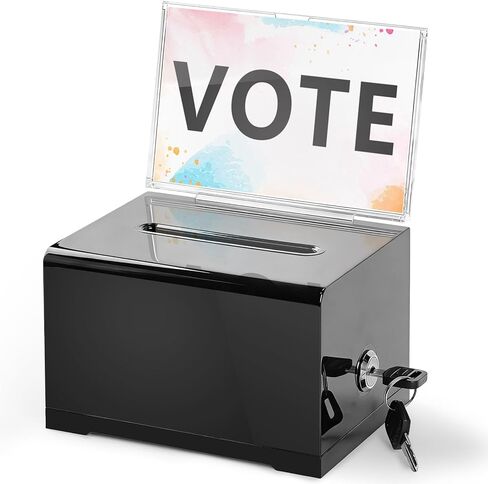 Lesnala Acrylic donation box with lock and Sign holder Black ballot box with slot Suggestion box Tip jar for Fundraising Voting Bars Restaurants 6.3 x 4.7 x 3.9 Inch in Kuwait