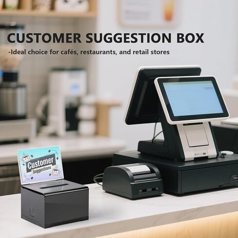 Lesnala Acrylic donation box with lock and Sign holder Black ballot box with slot Suggestion box Tip jar for Fundraising Voting Bars Restaurants 6.3 x 4.7 x 3.9 Inch in Kuwait