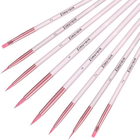 8pcs Fine Detail Paint Brush Set, Small Miniature Fine Tip Detail Brushes Kit for Acrylic Oil Watercolor, Miniatures, Models, Paint by Numbers, Rock Painting (Pink and Blue) in Kuwait