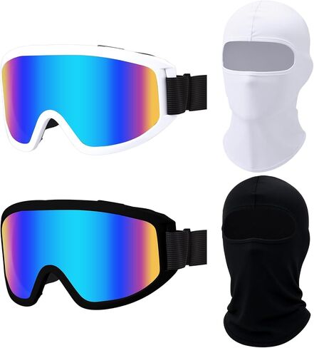 2 Pack Ski Goggles with 2 Pack Masks Motorcycle Ski Dirt Bike Atv Motocross Riding Goggles Full Face in Saudi Arabia