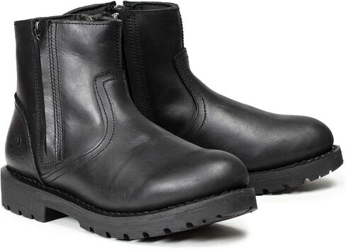 MMCC Men’s Kick Start 7" Black Top Grain Leather Motorcycle Boots - Dual YKK Zippers, Freedom Flex Toe - MBM9009 in Kuwait