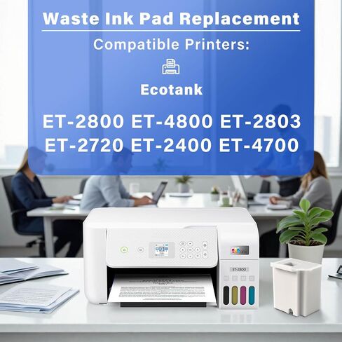 استبدال لوحة حبر النفايات مع برنامج إعادة تعيين لطابعة Ecotank ET-2800 ET-4800 ET-2720 ET-2803 ET-2400 ET-4700 2800 4800 2720 2803 ET2800 ET4800، صندوق الصيانة مع برنامج إعادة الضبط (عبوتان) in Kuwait