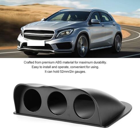 Triple Dash Gauge Pod, 3 Hole Dashboard Meter Mount Bracket, Universal Auto Accessory with ABS Material and 2in/52mm Diameter (Black) in Kuwait
