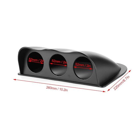 Triple Dash Gauge Pod, 3 Hole Dashboard Meter Mount Bracket, Universal Auto Accessory with ABS Material and 2in/52mm Diameter (Black) in Kuwait
