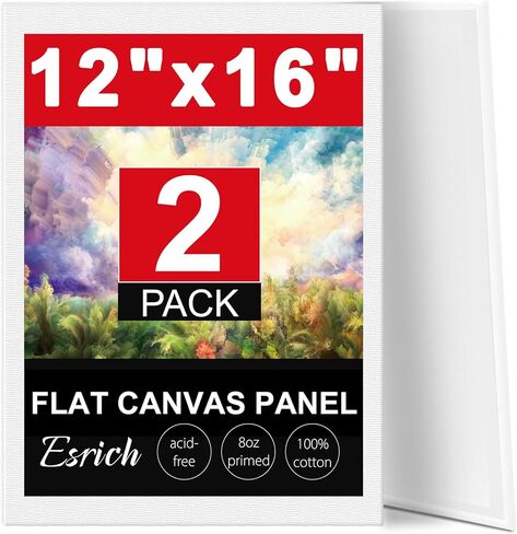 ESRICH Canvas Boards for Painting 12x16 Inch, 2 Pack Canvas for Painting Cotton Primed Acid Free Large Blank Canvas Panels for Oil Paint, Watercolor, Acrylic Paint, Gouache and Tempera. in Kuwait