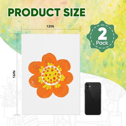 ESRICH Canvas Boards for Painting 12x16 Inch, 2 Pack Canvas for Painting Cotton Primed Acid Free Large Blank Canvas Panels for Oil Paint, Watercolor, Acrylic Paint, Gouache and Tempera. in Kuwait
