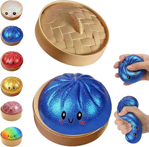 Glitter Dumpling, Glitter Dumpling Squishy with Box, 6 Color Options Dumplings Squishy Toy for Stress Relief (Gold) in Kuwait
