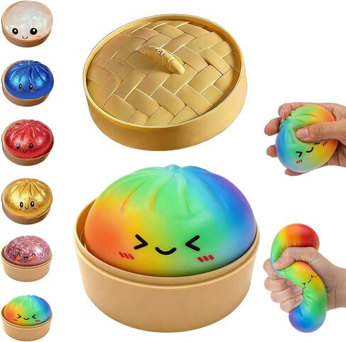 Glitter Dumpling, Glitter Dumpling Squishy with Box, 6 Color Options Dumplings Squishy Toy for Stress Relief (Gold) in Kuwait