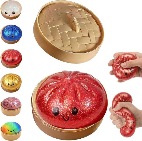 Glitter Dumpling, Glitter Dumpling Squishy with Box, 6 Color Options Dumplings Squishy Toy for Stress Relief (Gold) in Kuwait