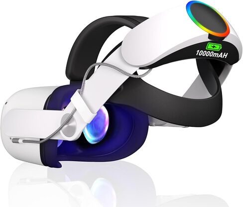 Bioherm Head Strap with Battery for Meta/Oculus Quest 3, 10000mAh Battery Pack for Extended 8 Hrs of Playtime, Fast Charging VR Power, Adjustable Elite Strap Enhanced Support and Balance in VR in Saudi Arabia