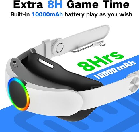 Bioherm Head Strap with Battery for Meta/Oculus Quest 3, 10000mAh Battery Pack for Extended 8 Hrs of Playtime, Fast Charging VR Power, Adjustable Elite Strap Enhanced Support and Balance in VR in Saudi Arabia