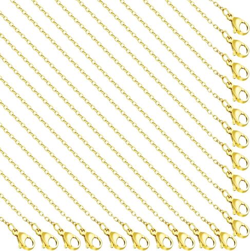 GTVOODX 20 Pcs Gold Filled Necklace Chains Bulk for Jewelry Making 18 inch Thin Stainless Steel Dainty Cable Chain with Extender Lobster Clasps for Charm Necklace Making in Kuwait