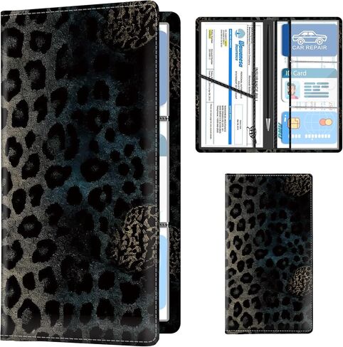 Leather Car Registration and Insurance Holder, Premium Vehicle Glove Box Car Organizer with Magnetic Shut, Cute Interior Car Accessories Cute Bat Flower in Kuwait