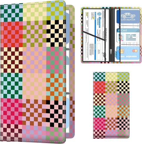Leather Car Registration and Insurance Holder, Premium Vehicle Glove Box Car Organizer with Magnetic Shut, Cute Interior Car Accessories Cute Bat Flower in Kuwait