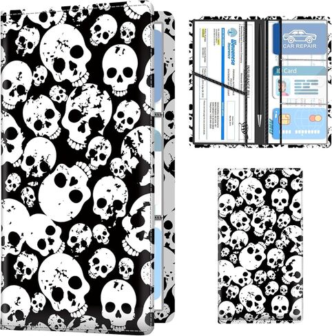 Leather Car Registration and Insurance Holder, Premium Vehicle Glove Box Car Organizer with Magnetic Shut, Cute Interior Car Accessories Cute Bat Flower in Kuwait