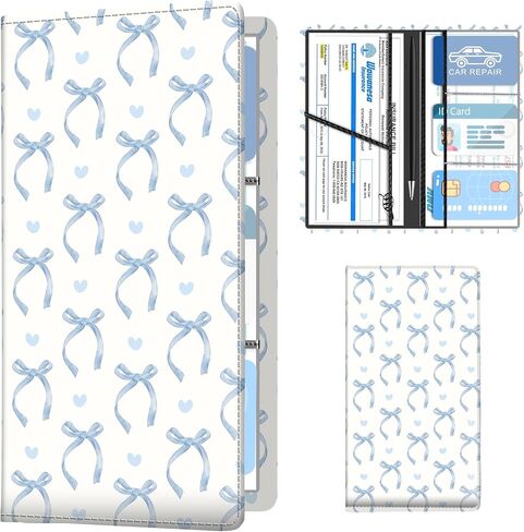 Leather Car Registration and Insurance Holder, Premium Vehicle Glove Box Car Organizer with Magnetic Shut, Cute Interior Car Accessories Cute Bat Flower in Kuwait