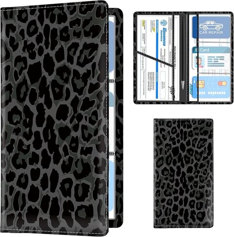 Leather Car Registration and Insurance Holder, Premium Vehicle Glove Box Car Organizer with Magnetic Shut, Cute Interior Car Accessories Cute Bat Flower in Kuwait