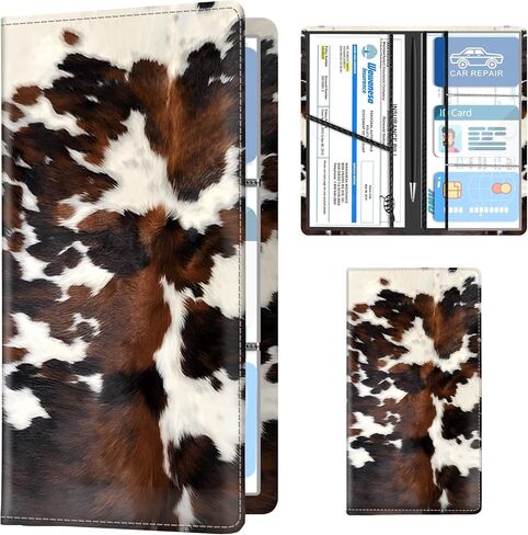 Leather Car Registration and Insurance Holder, Premium Vehicle Glove Box Car Organizer with Magnetic Shut, Cute Interior Car Accessories Cute Bat Flower in Kuwait