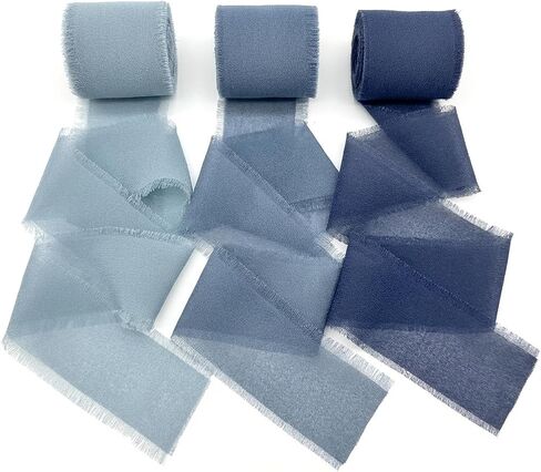 9 Pack Bulk Chiffon Ribbon 1.5 Inch x 45 Yards Total (5 Yd/Roll), Handmade Fringe Silk Ribbon for Florist Wedding Bouquets, Bloom Bar Supplies, Event Decor and Bridal Showers in Kuwait