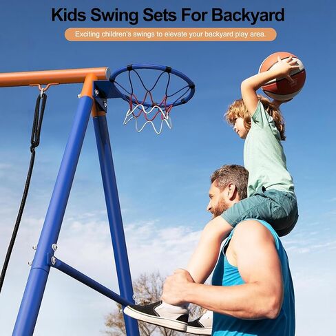 2 in 1 Swing Set for Kids Outdoor Swing Set 500LBS 1 Saucer Swing Seat and 1 Belt Swing Seat Heavy Duty Swing Set for Playground Backyard Playset in Saudi Arabia