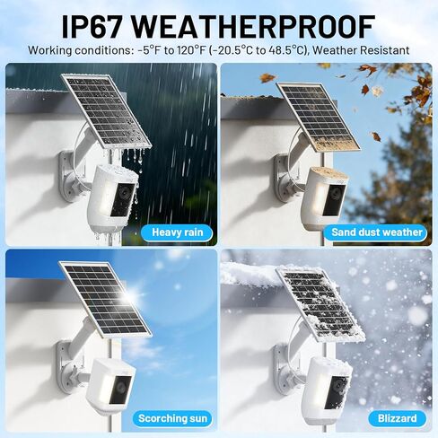 Solar Panel and 2-in-1 Wall Mount for Ring Cam, 7W Solar Charger Compatible with Rings Spotlight &Stick Up Outdoor Cam Battery, 360° Adjustable Outdoor Security Camera Mount, Weatherproof, 1-Pack in Kuwait