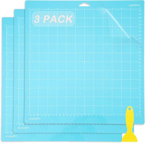THANMAO LightGrip Cutting Mat 3 Pack, 12"x12" Light Grip Cutting Mats for Cricut Maker 3/Maker/Explore 3/Air 2/Air/One, Replacement Accessories Card, Adhesive Non-Slip Cut Mats, Blue in Saudi Arabia