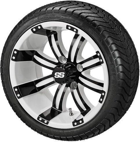 RM Cart 14" Casino أسود/مصنوع على إطارات 215/35-14 LSI Elite (مجموعة من 4) | مجموعة إطارات وعجلات عربة الجولف مع صواميل العروة القياسية in Kuwait