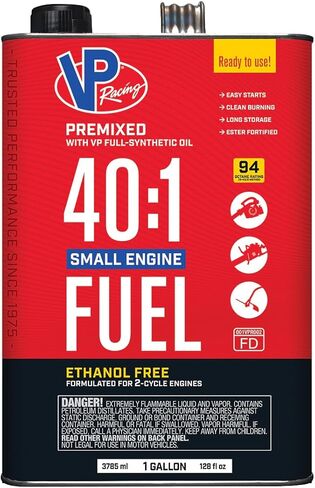 VP Racing Fuels 6291، جاهز للاستخدام، 40:1 وقود محركات صغير مخلوط مسبقًا بدورتين (SEF) - جالون (4 عبوات) in Kuwait