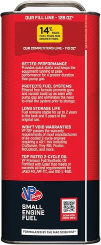 VP Racing Fuels 6291، جاهز للاستخدام، 40:1 وقود محركات صغير مخلوط مسبقًا بدورتين (SEF) - جالون (4 عبوات) in Kuwait