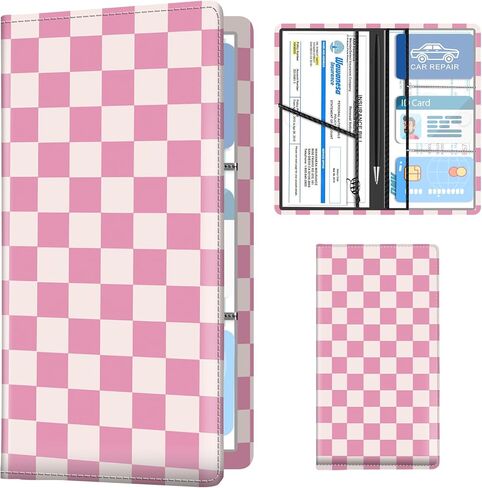 Leather Car Registration and Insurance Holder, Premium Vehicle Glove Box Car Organizer with Magnetic Shut, Cute Interior Car Accessories Cute Colorful Chicken Leaf in Saudi Arabia