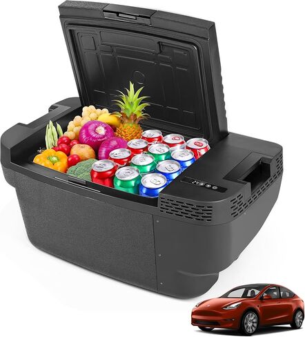 ثلاجة سيارة لطراز تيسلا Y، 【التحكم في التطبيق】 37QT(35L) -4 ℉~68 ℉ ثلاجة سيارة 12 فولت لطراز تيسلا Y، فريزر محمول لصندوق السيارة للتخييم ورحلة الطريق إلى المنزل 12/24 فولت تيار مستمر in Kuwait