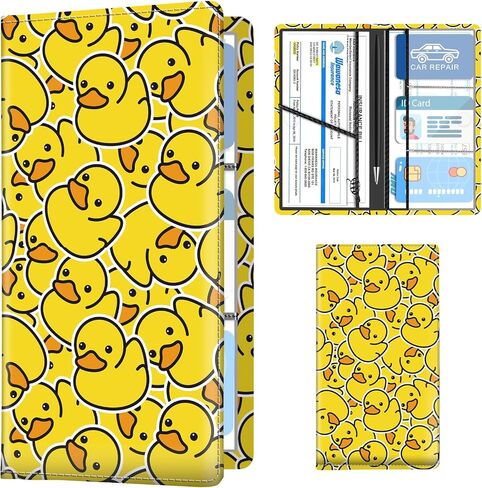 Leather Car Registration and Insurance Holder, Premium Vehicle Glove Box Car Organizer with Magnetic Shut, Cute Interior Car Accessories Cute Colorful Chicken Leaf in Saudi Arabia