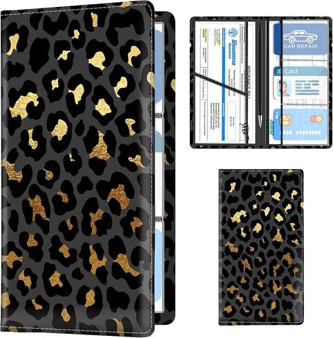 Leather Car Registration and Insurance Holder, Premium Vehicle Glove Box Car Organizer with Magnetic Shut, Cute Interior Car Accessories Cute Colorful Chicken Leaf in Saudi Arabia