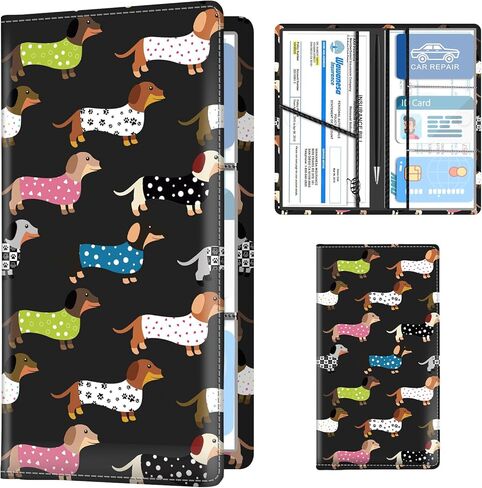 Leather Car Registration and Insurance Holder, Premium Vehicle Glove Box Car Organizer with Magnetic Shut, Cute Interior Car Accessories Cute Colorful Chicken Leaf in Saudi Arabia