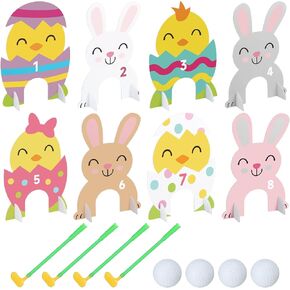 Seenelling Luau Tropical Mini Golf Game 17 Pcs Include 8 Tropical Palm Trees Birds Pineapples Per Set 4 Putters 4 Balls for 4 Player Summer Hawaii Party Game Supplies Indoor Outdoor Golf Kit in Kuwait
