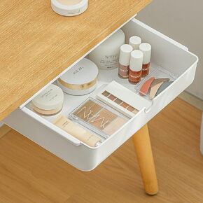 FRETONBA Large Under Desk Drawer Slide Out Organizer, Self-Adhesive Hidden Under Table Storage Drawer, Desk Drawer Attachment for Home Office Kitchen, White in Saudi Arabia