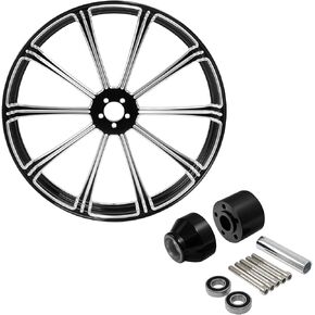 30"×3.5" Front Wheel Rim with Single Disc Hubs Fit for Harley Touring Road King Road Electra Street Glide Ultra Limited 08-later, Custom Black Billet CNC Front Wheel Rim 9 Spokes in Kuwait