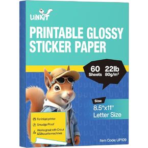 Uinkit Premium Adhesive Photo Paper 8.5x11 inch Glossy Self-Adhesive Sticker Paper for Inkjet Printer, Quick Dry Works with Cricut Silhouette - Perfect for Stickers Labels (120) in Kuwait